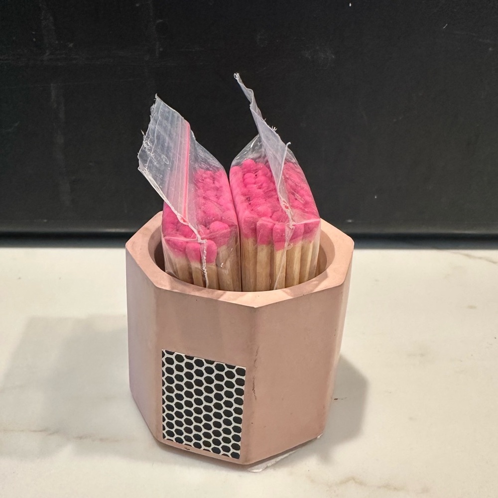 Anthropologie Tenn Prarie Pink Striker Match Holder - Picture 3 of 13